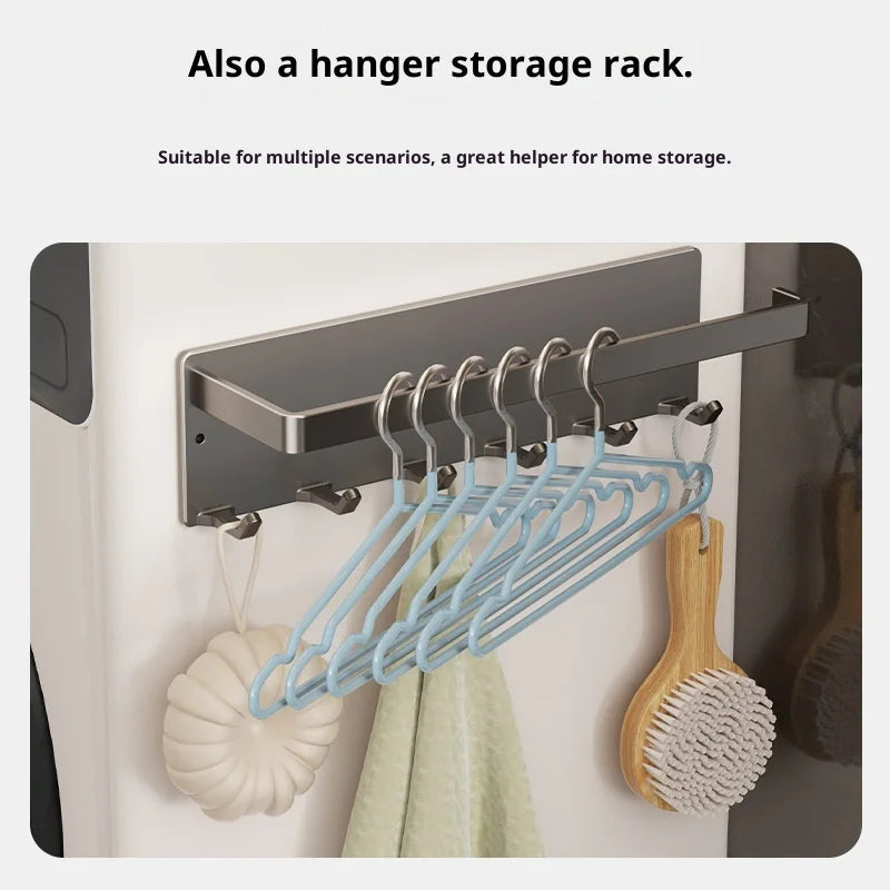 Purilite Select Magnetic Paper Towel Holder with 6 Hooks No Drill Refrigerator Organizer Kitchen Roll Rack for Utensils Towels and Accessories