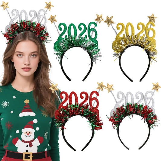 Purilite Select 2026 Christmas Star Color Strip Headband – Creative New Year’s Eve Party Accessory | Festive Digital Holiday Hairband for Women - PuriLite