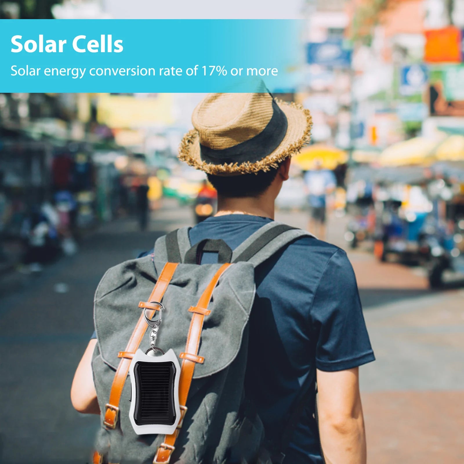 Keychain Cell Phone Backup Power Bank Universal Solar 950mAH Pocket Chargers with 3 LED Light Charging Equipment for Most Device - PuriLite
