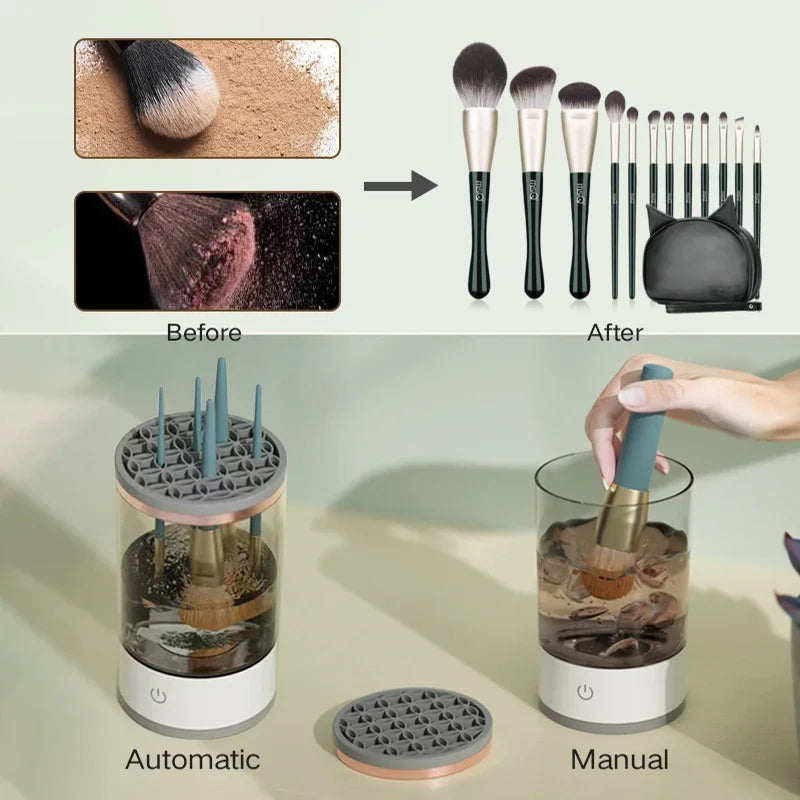 Purilite Select Electric Makeup Brush Cleaner – Quick-Clean USB Cosmetic Brush Cleaner – USB Plug-In Makeup Brush Cleaner with Rubber Bowl - PuriLite
