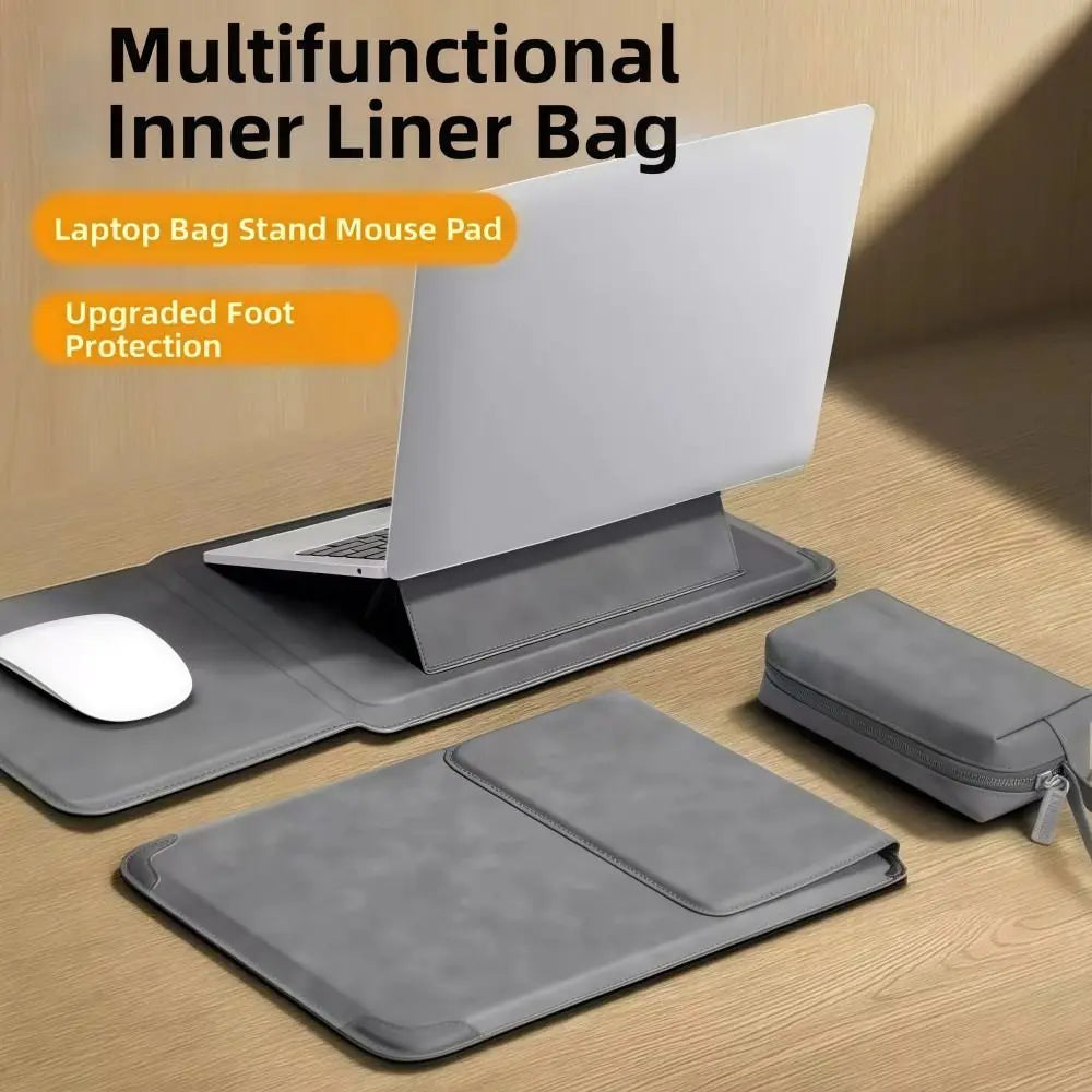 Purilite Select | 3-in-1 Laptop Stand Bag | Waterproof PU Leather Laptop Sleeve Case | Shockproof Notebook Cover with Built-In Stand | 13–16 Inch Laptop Bag for Men & Women - PuriLite