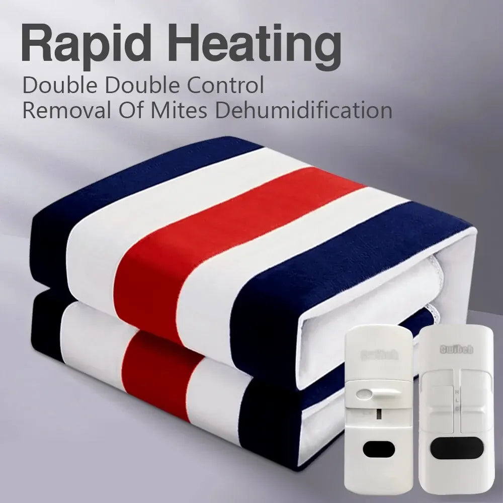 Purilite Select Electric Blanket – Striped Print Heated Blanket with Constant Temperature Control - PuriLite