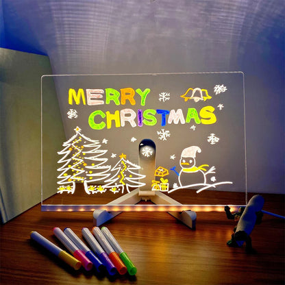 Purilite Select LED Light-Up Acrylic Message Board with 7 Colorful Pens – Rewritable DIY Drawing and Glowing Memo Board for Kids, Home, School, and Office - PuriLite