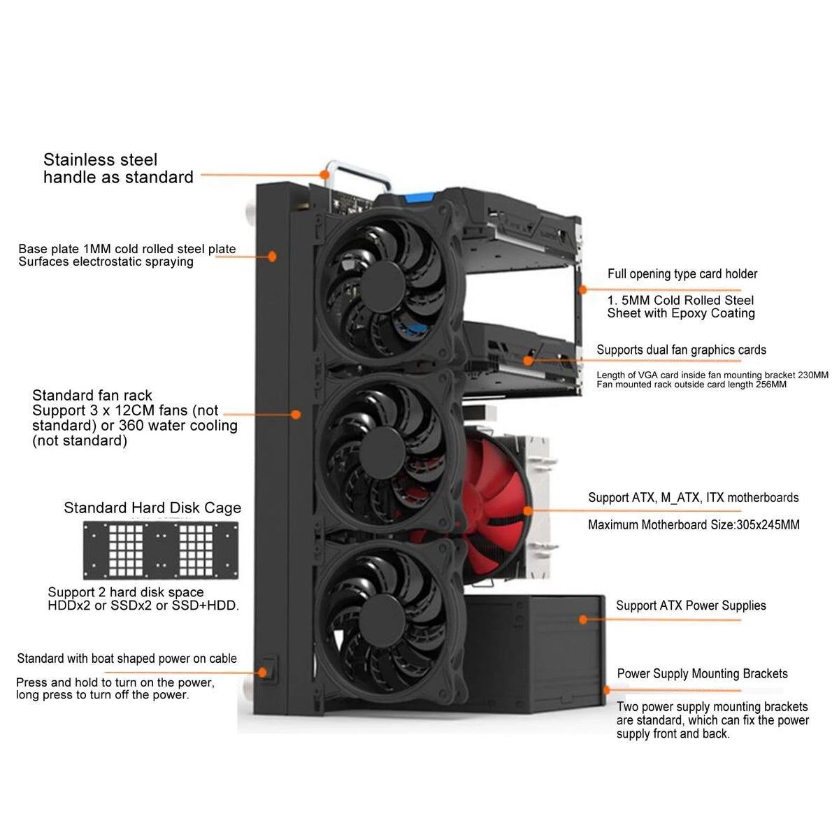 Purilite Select DIY Open Computer Case Bracket (ATX/M-ATX/ITX Compatible) - PuriLite