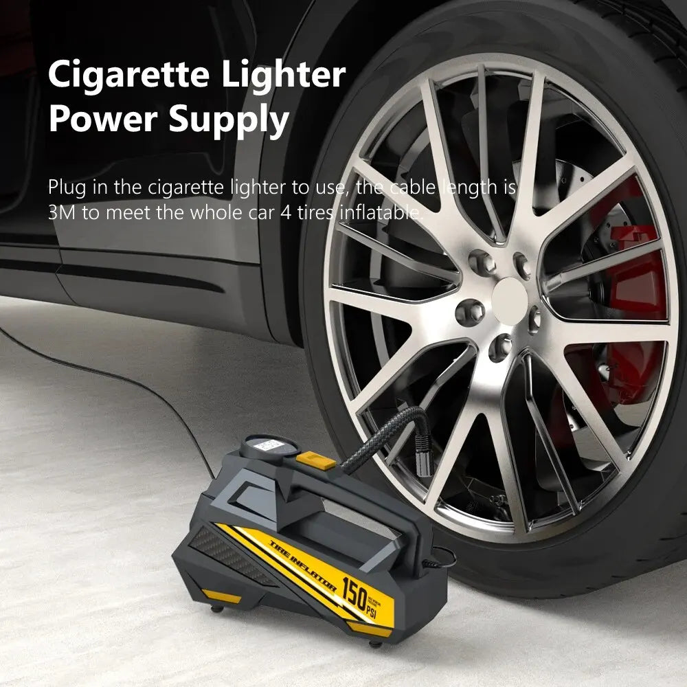 Purilite Select – Corded Portable Car Air Pump | 12V 150PSI Electric Tire Inflator with LED Light - PuriLite