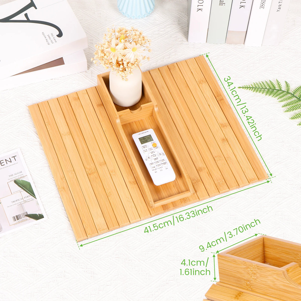 Purilite Select Couch Cup Holder | Bamboo Sofa Armrest Tray | Anti-Slip Foldable Side Table | Multifunctional Sofa Organizer | Living Room Accessory - PuriLite