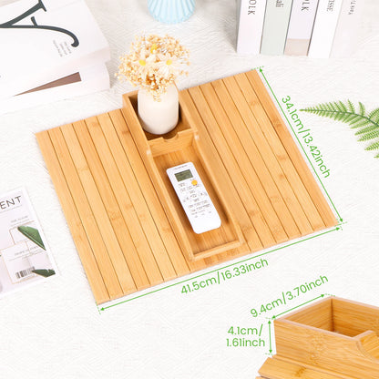 Purilite Select Couch Cup Holder | Bamboo Sofa Armrest Tray | Anti-Slip Foldable Side Table | Multifunctional Sofa Organizer | Living Room Accessory - PuriLite