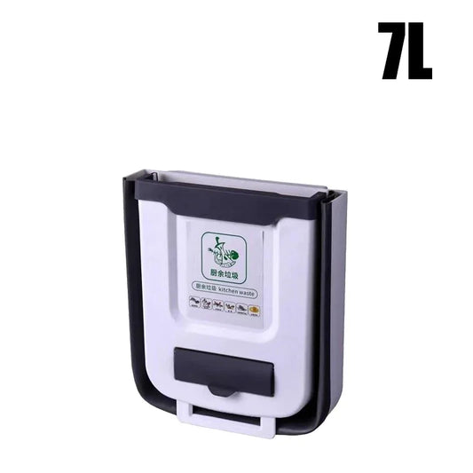 Purilite Select Collapsible Wall Mounted Trash Can - 7L/10L Slim Folding Waste Bin with Built-In Bag Holder for Kitchen and Bathroom - PuriLite
