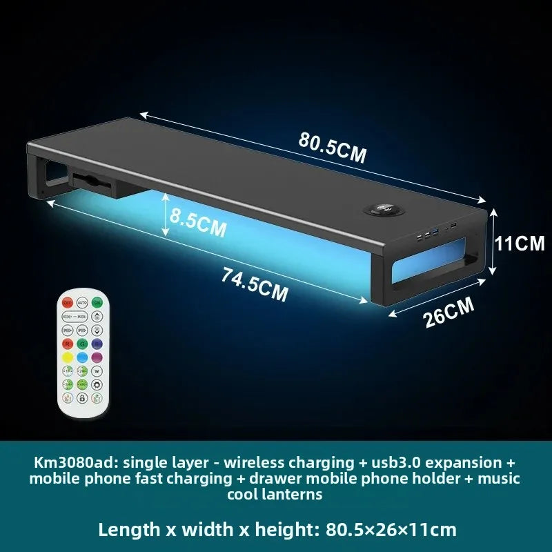 🖥️ Purilite Select™ Metal Monitor Riser with Dual-Layer Drawer & Wireless Charging - PuriLite