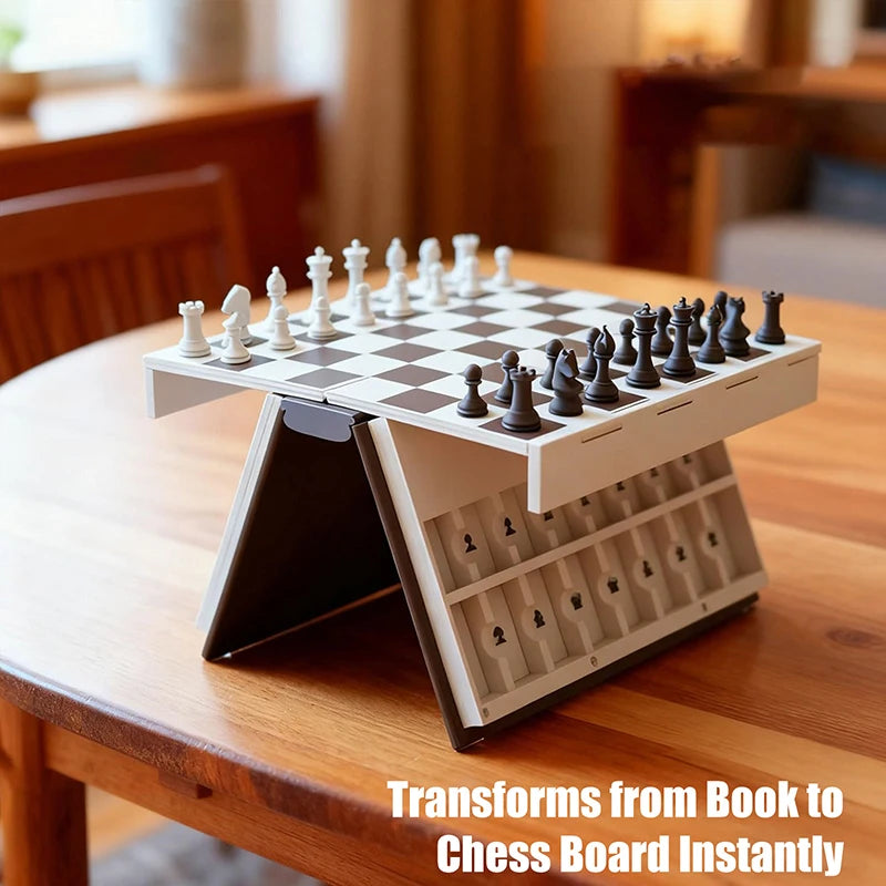 Purilite Select 3D Printed Chess Book Set | Magnetic Folding Chess Board Game | Portable Travel Chess with Storage | Compact Book Design Strategy Game - PuriLite