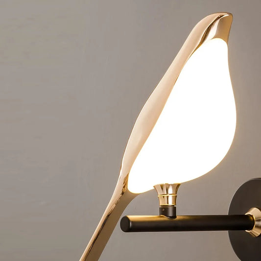 Purilite Select Nordic Golden Bird LED Light – Nordic Bird Wall Light – Modern Metal Bird Shaped Wall Lamp for Bedroom, Living Room, Bar & Bedside - PuriLite
