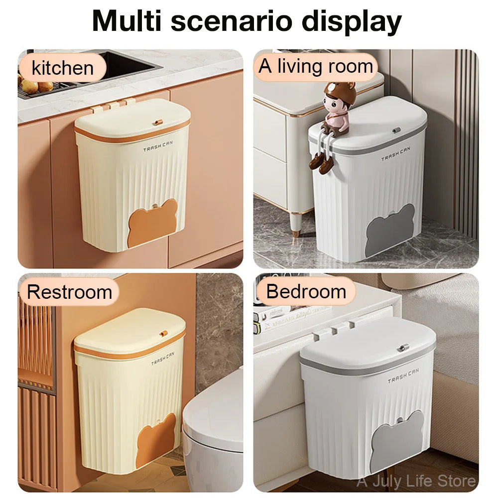 Purilite Select Wall Mounted Kitchen Trash Can with Lid - 8.5L/12L Under Sink Wastebasket for Bathroom and Cabinet Use - PuriLite