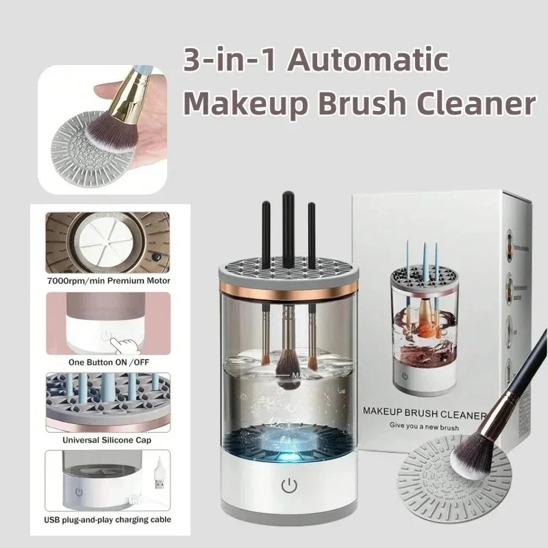 Purilite Select Electric Makeup Brush Cleaner – Quick-Clean USB Cosmetic Brush Cleaner – USB Plug-In Makeup Brush Cleaner with Rubber Bowl - PuriLite