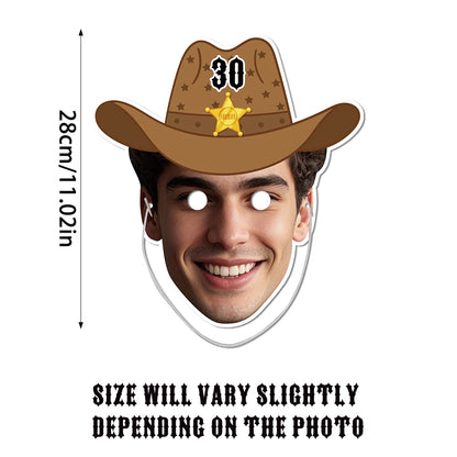 Purilite Select 3PCS Customized Face Mask Set Western Denim Cowboy Hat Style | Personalized Photo Masks for Parties & Events - PuriLite