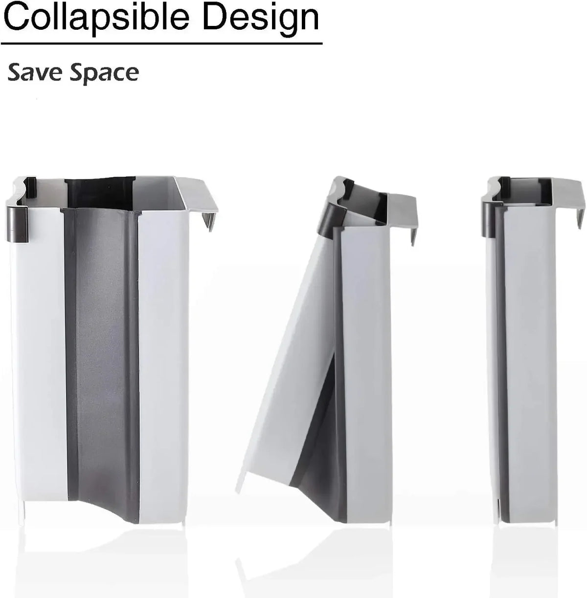 Purilite Select Collapsible Wall Mounted Trash Can - 7L/10L Slim Folding Waste Bin with Built-In Bag Holder for Kitchen and Bathroom - PuriLite