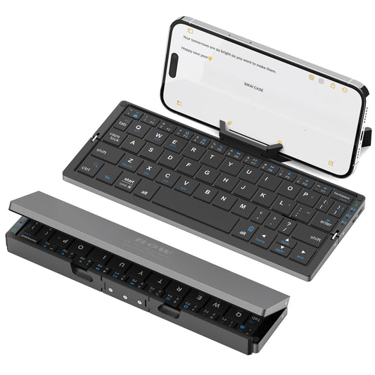 Purilite Select Portable Foldable Bluetooth Keyboard Wireless Mini Keypad with Hidden Stand for Phone Tablet Laptop - PuriLite