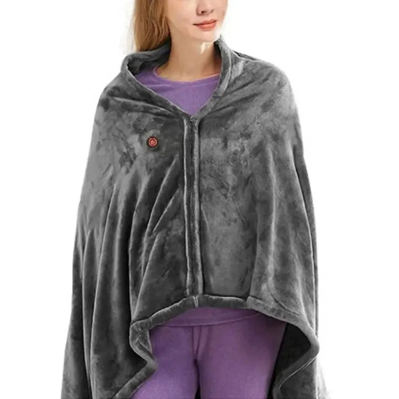 USB Electric Heated Blanket 9 Heated Areas Fast Heating Shawl 3 Heating Level Coral Fleece Heated Blanket Shawl for Outdoor Home - PuriLite