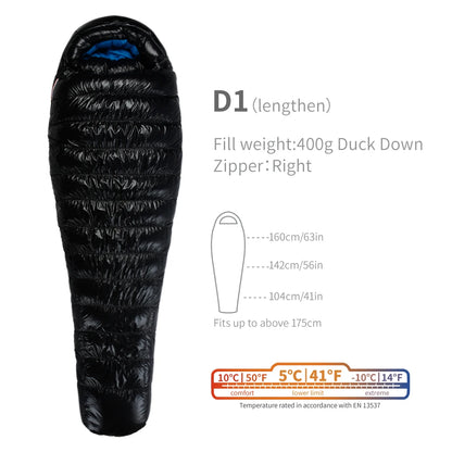 Purilite Select Ultralight Duck Down Sleeping Bag | 3-Season Backpacking, Hiking & Camping Mummy Sleeping Bag