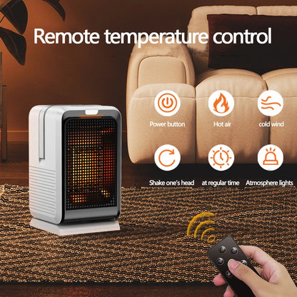 1000W Electric Heater Portable Desktop heater small household Heater cooling and heating PTC quick heating With Remote Control - PuriLite