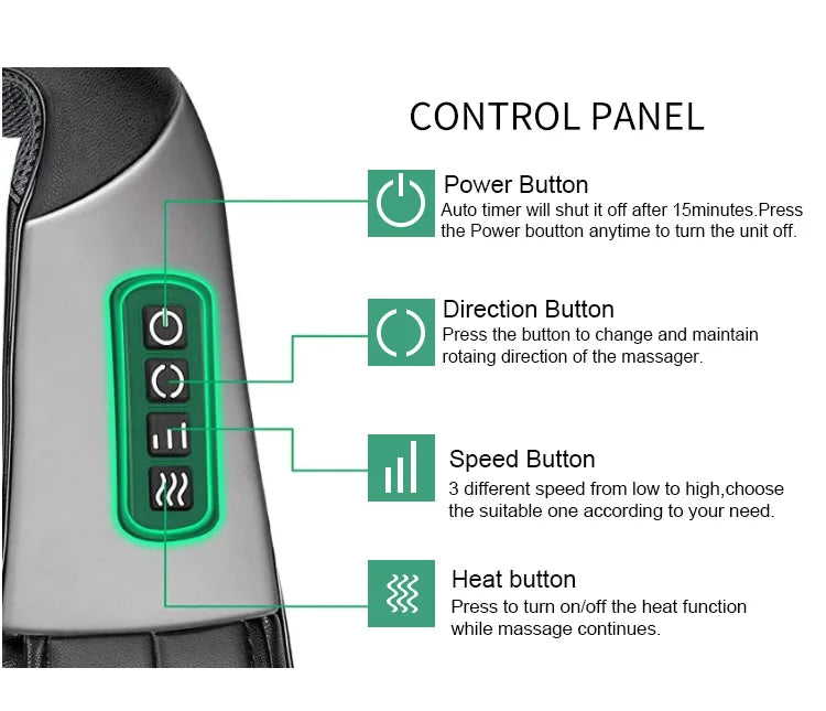 Purilite Select Deluxe 3D Electrical Shiatsu Heat Massager for Neck Pain Relief & Relaxation - PuriLite