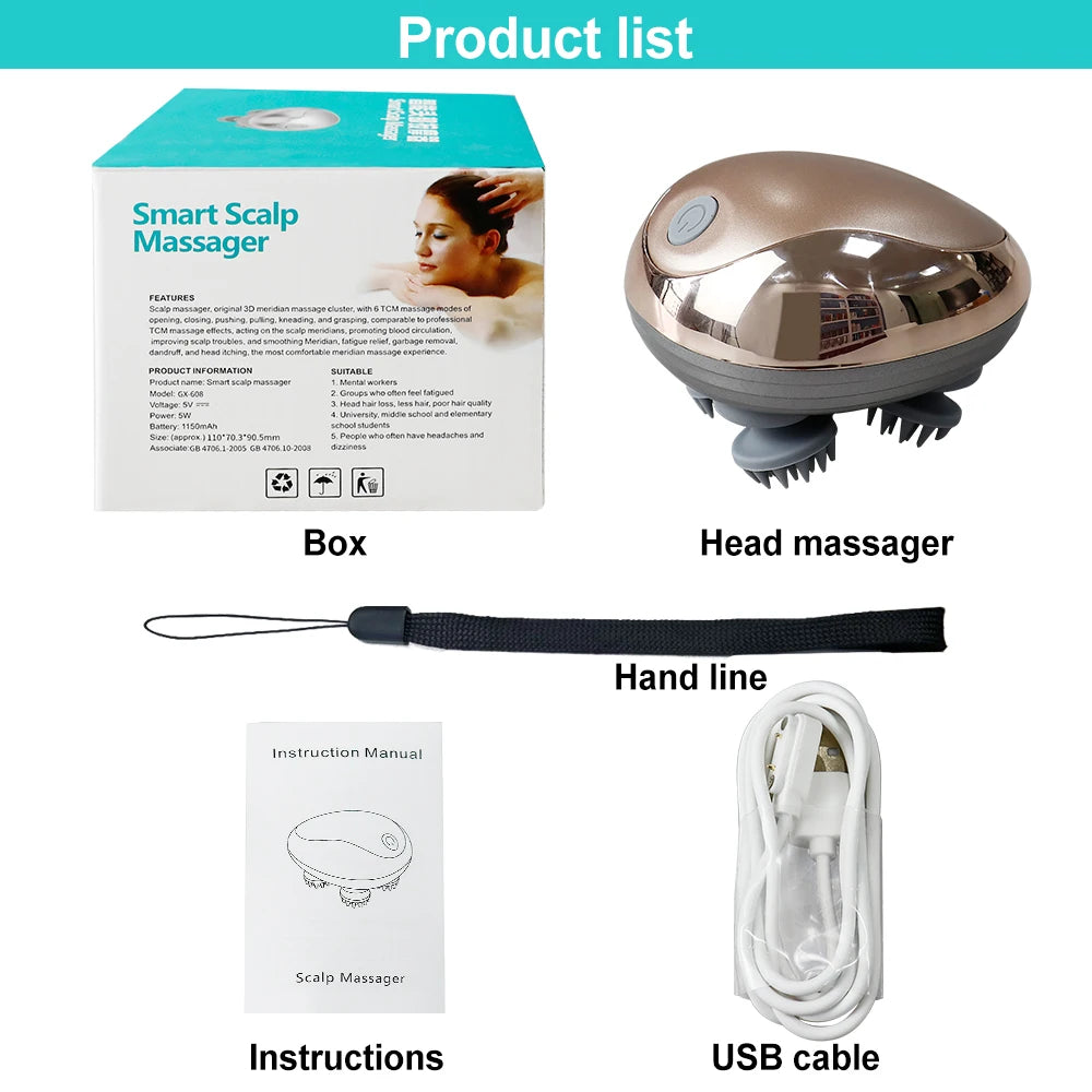 Mini Head Massage Machine Silicone Scalp Magnetic Suction Charging Silicone Shoulder Multifunctional Kneading Vibration Head Spa - PuriLite