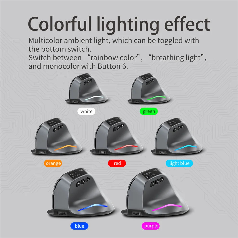 🖱️ Purilite Select Bluetooth Vertical Wireless Mouse with OLED Screen & RGB Lighting - PuriLite