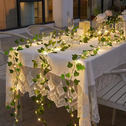 Purilite Select Flower Green Leaf String Lights – Artificial Vine Fairy Lights | Battery Powered Garland for Christmas, Weddings & Home Decor - PuriLite