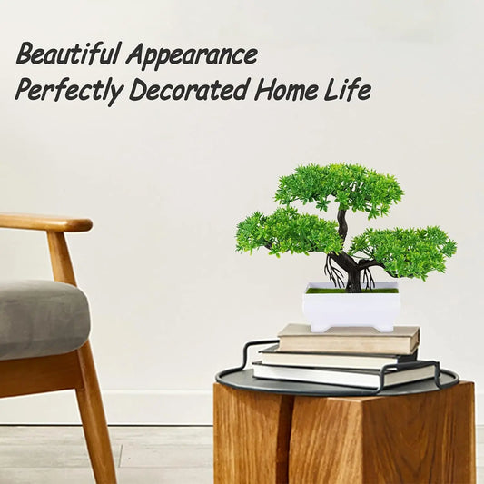 1Pcs Green Artificial Plants Bonsai Plastic Tree Fake Flower for Home Bedroom Decor Table Garden Decoration Outdoor Ornament - PuriLite