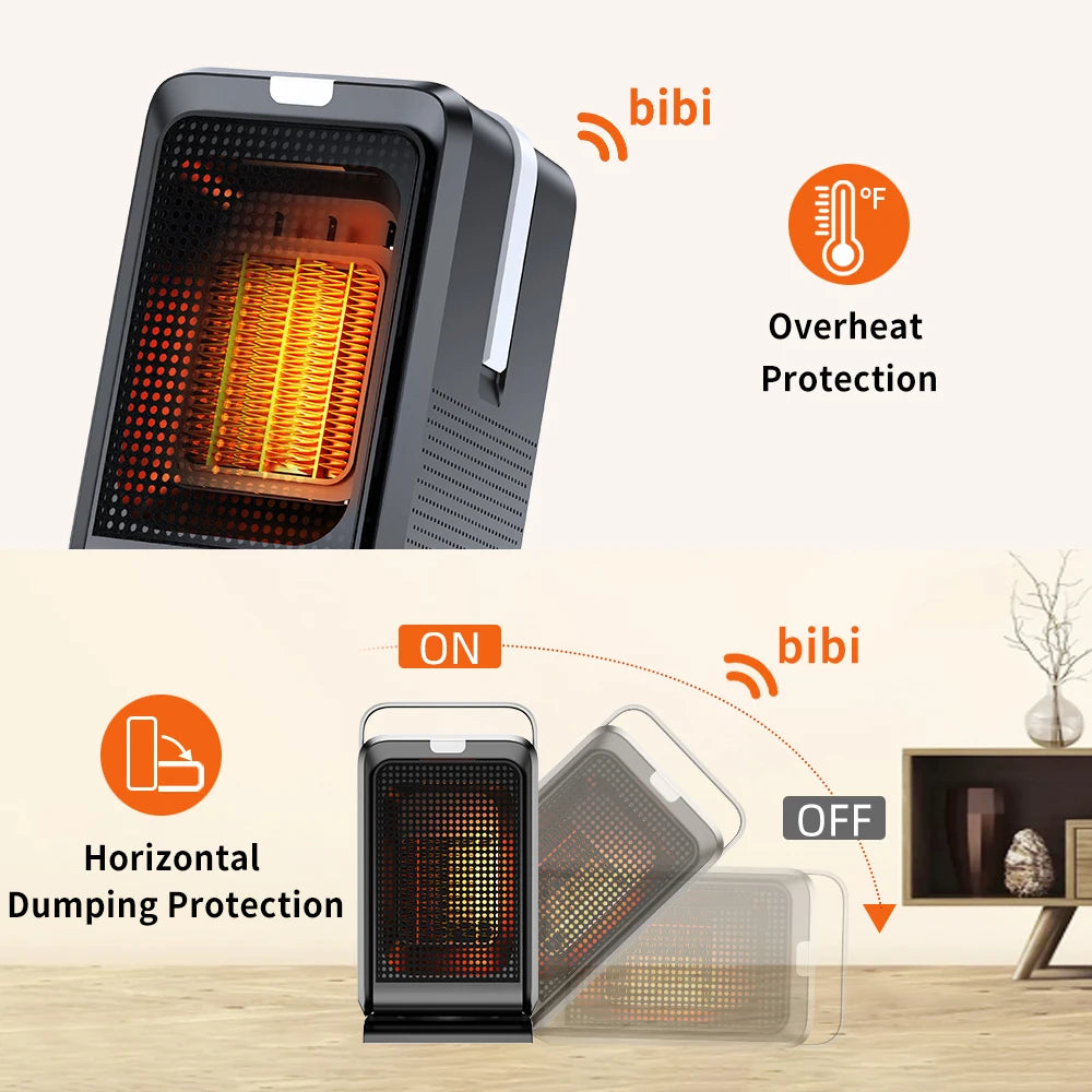 1000W Electric Heater Portable Desktop heater small household Heater cooling and heating PTC quick heating With Remote Control - PuriLite