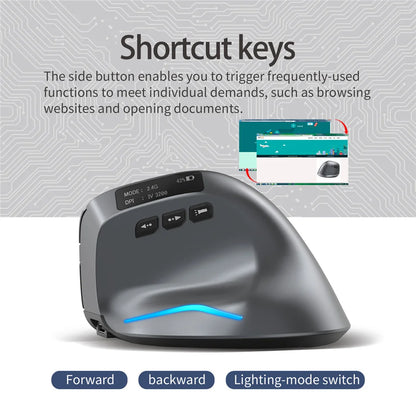 🖱️ Purilite Select Bluetooth Vertical Wireless Mouse with OLED Screen & RGB Lighting - PuriLite