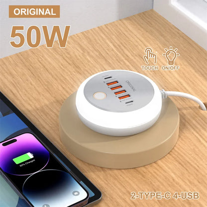 50W Power Strip Multi Port USB C Socket Type C Fast Charging Wall Charger USB Adapter For iPhone12 13 Quick Mobile Phone Charger - PuriLite