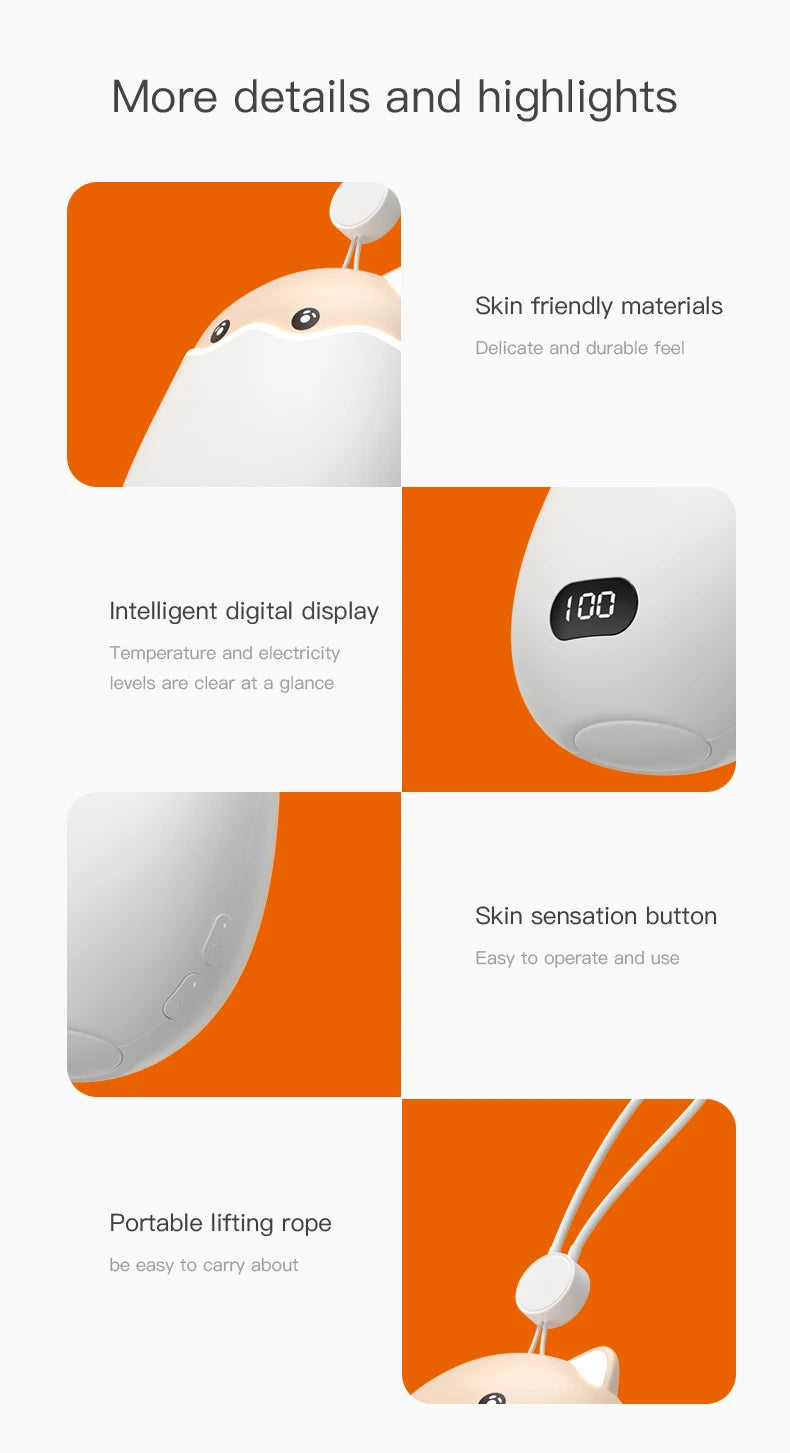 Purilite Select 2-in-1 Rechargeable Hand Warmer & Power Bank – Cute Cat Design with Digital Display | 3000mAh - PuriLite