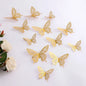 Purilite Select 12-Piece Gold Hollow Butterfly Wall Sticker Set – 3D Decorative Butterflies for Home, Wedding, and Garden Décor - PuriLite