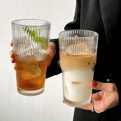 Purilite Select 600ml Stripe Glass Cup with Lid and Straw - PuriLite