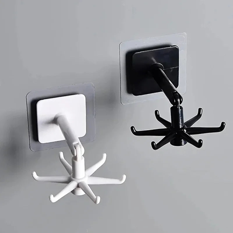 Purilite Select 360 Degree Rotating Wall Mounted Storage Hook No Drill Self Adhesive Kitchen Utensil Organizer for Home Bathroom and Living Room
