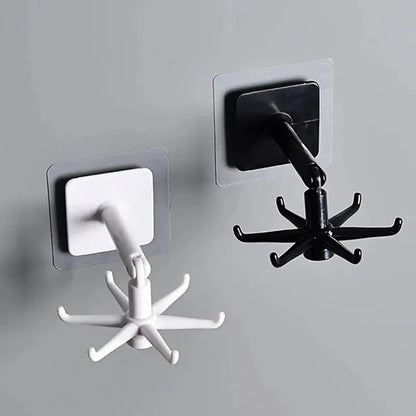 Purilite Select 360 Degree Rotating Wall Mounted Storage Hook No Drill Self Adhesive Kitchen Utensil Organizer for Home Bathroom and Living Room