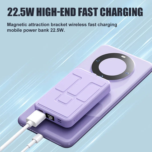 Purilite Select 10000mAh Magnetic Power Bank with Folding Stand – Portable Wireless Charger for iPhone &amp; Android - PuriLite