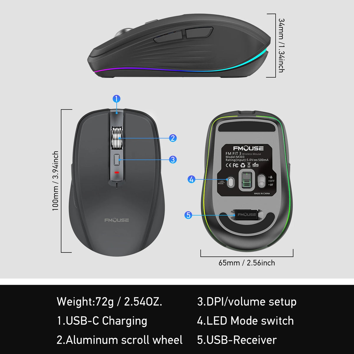Purilite Select Dual-Mode Wireless Gaming Mouse (2.4G + BT5.1) - PuriLite