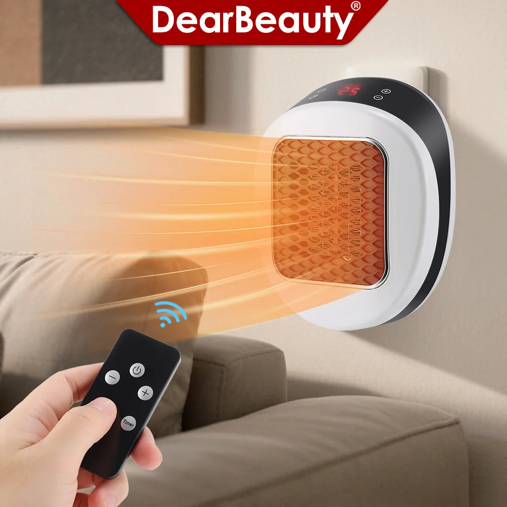 600W Portable Electric Heater EU Small Bathroom Fast Heating Fans Bedroom Heater Home Use Warming Device with Remote Control - PuriLite