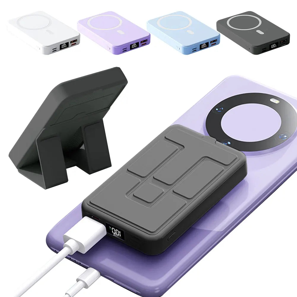 for MagSafe Magnetic Wireless Charger 10000mAh Powerbank with Folding Stand Fast Charging Mobile Power Bank for iPhone Android - PuriLite