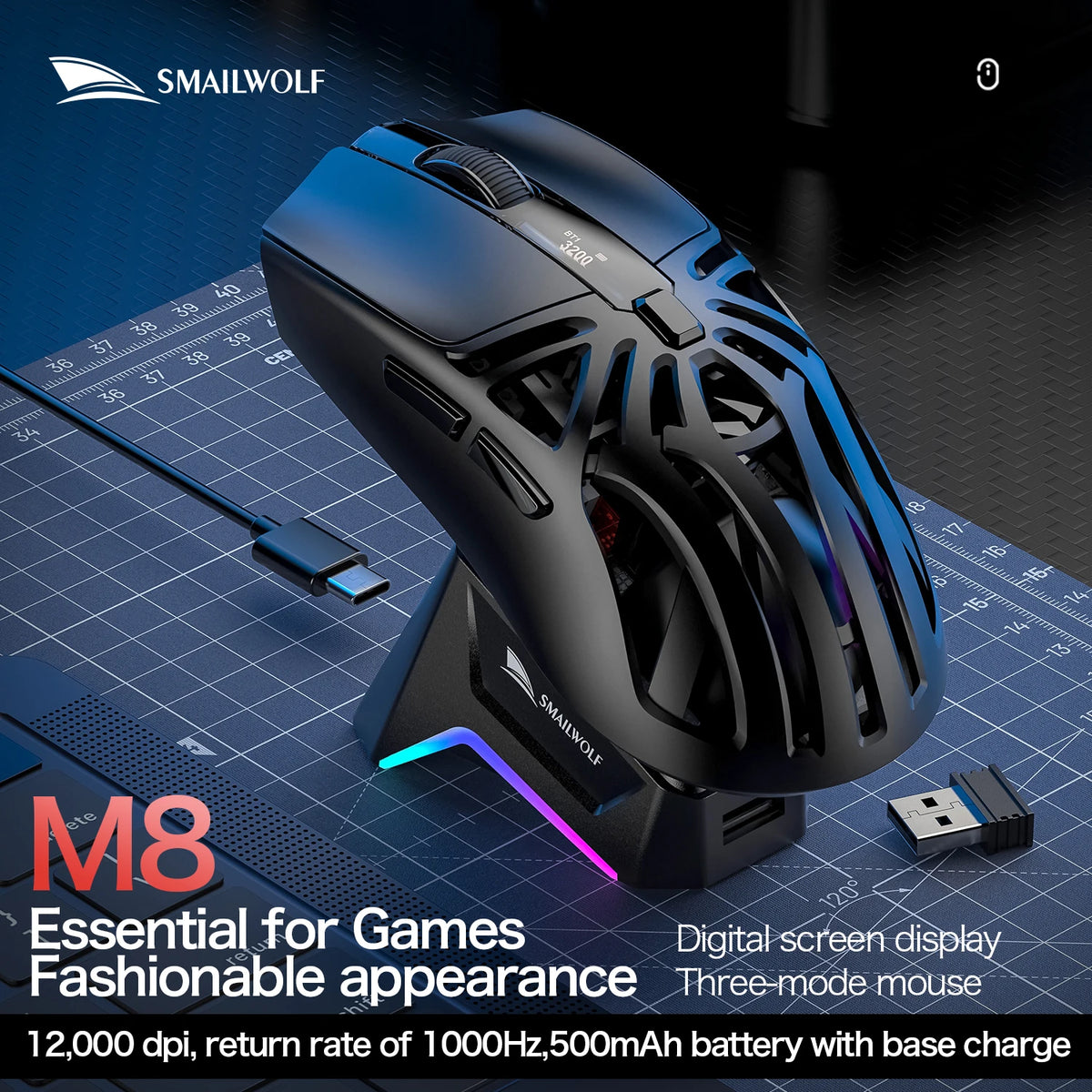 Purilite Select RS8 Tri-Mode Wireless Gaming Mouse - PuriLite