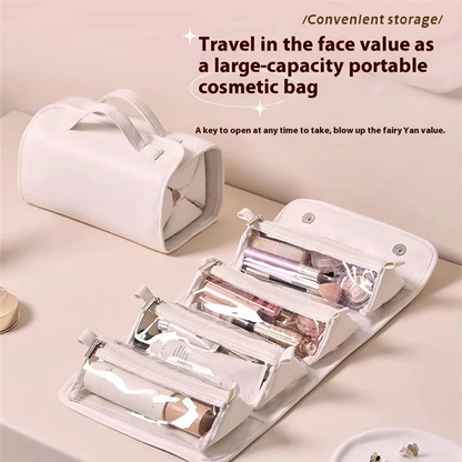 Purilite Select Premium PU Leather Travel Toiletry Bag – Hanging Makeup Organizer with Detachable Compartments – 4-in-1 Travel Makeup Bag - PuriLite