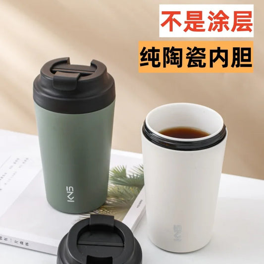 Purilite Select – 380ML Ceramic Coffee Mug with Lid (Modern Minimalist Style) - PuriLite