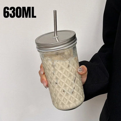 Purilite Select™ Ins Style Clear Glass Cup with Straw &amp; Lid – Large Capacity - PuriLite
