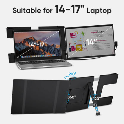 Purilite Select 14.1-Inch Portable Laptop Screen Extender – 1200P FHD IPS Dual Monitor – USB-C Second Display – 360° Rotatable – For 13.3″–17″ Laptops - PuriLite