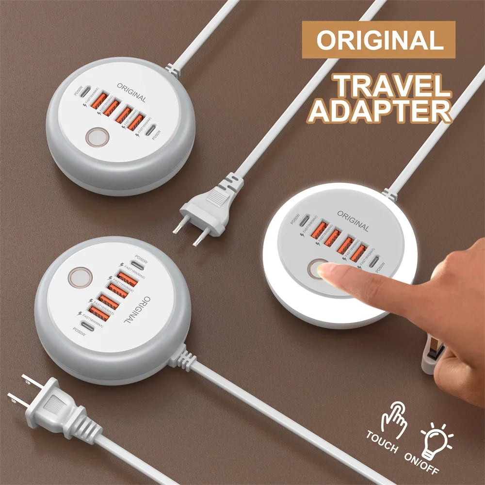 50W Power Strip Multi Port USB C Socket Type C Fast Charging Wall Charger USB Adapter For iPhone12 13 Quick Mobile Phone Charger - PuriLite