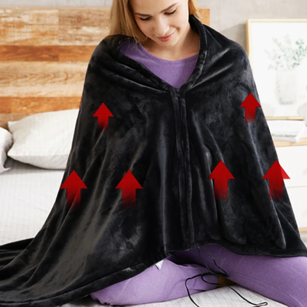 USB Electric Heating Blanket 3 Heating Level Wearable Heated Poncho Throw Blanket 9 Heated Areas Body Warmer  Blanket or Office - PuriLite