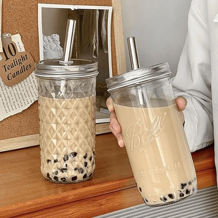 Purilite Select™ Ins Style Clear Glass Cup with Straw &amp; Lid – Large Capacity - PuriLite