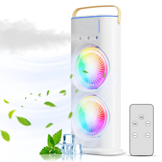 Purilite Select™ Dual‑Head USB Rechargeable Misting Tower Fan - PuriLite