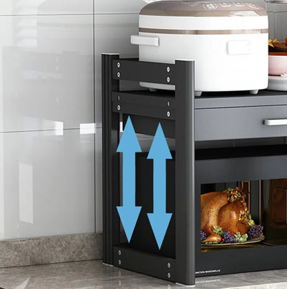 Purilite Select 2-Tier Microwave Shelf Organizer – Aluminum Kitchen Storage Rack with Sliding Drawer – Countertop Stand for Microwave – Multipurpose Kitchen Rack - PuriLite